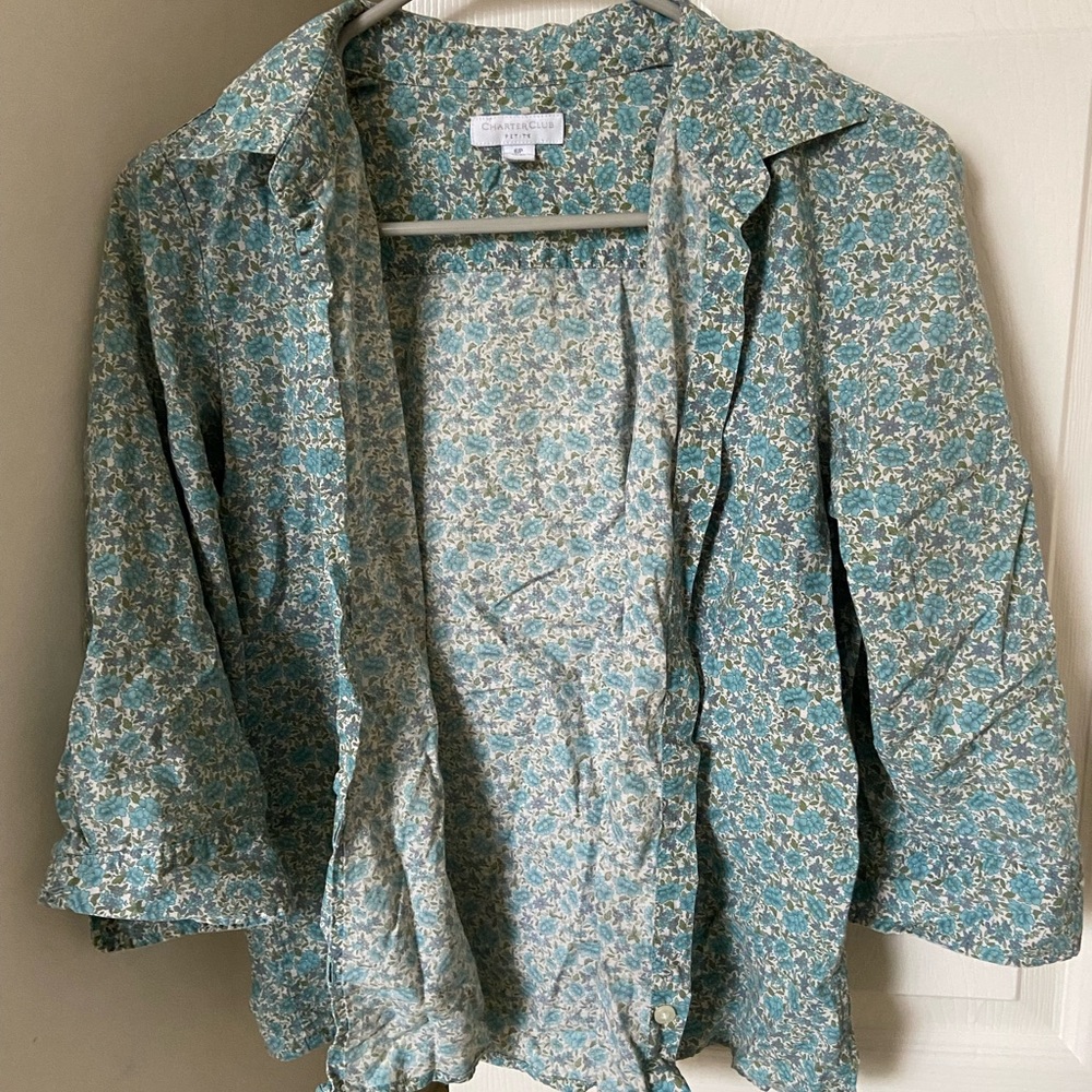3/4 Sleeve floral button up